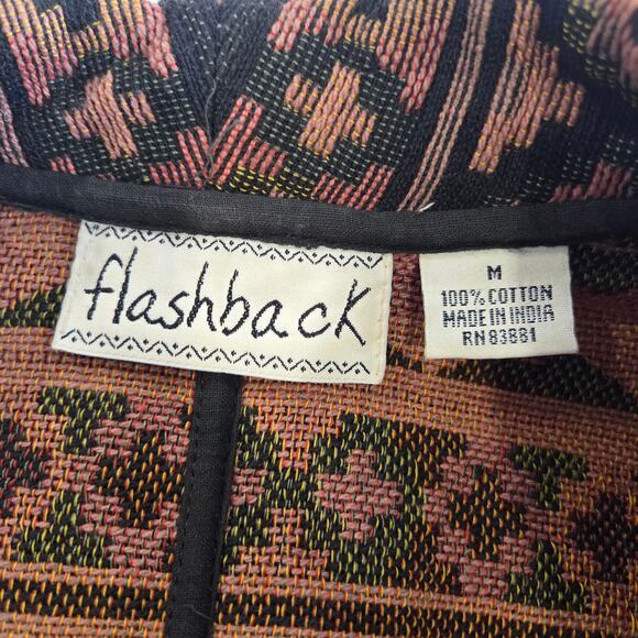 Vintage Brown Pink Black Tweed Aztec Weave Crop Bolero Jacket Medium - Picture 6 of 7